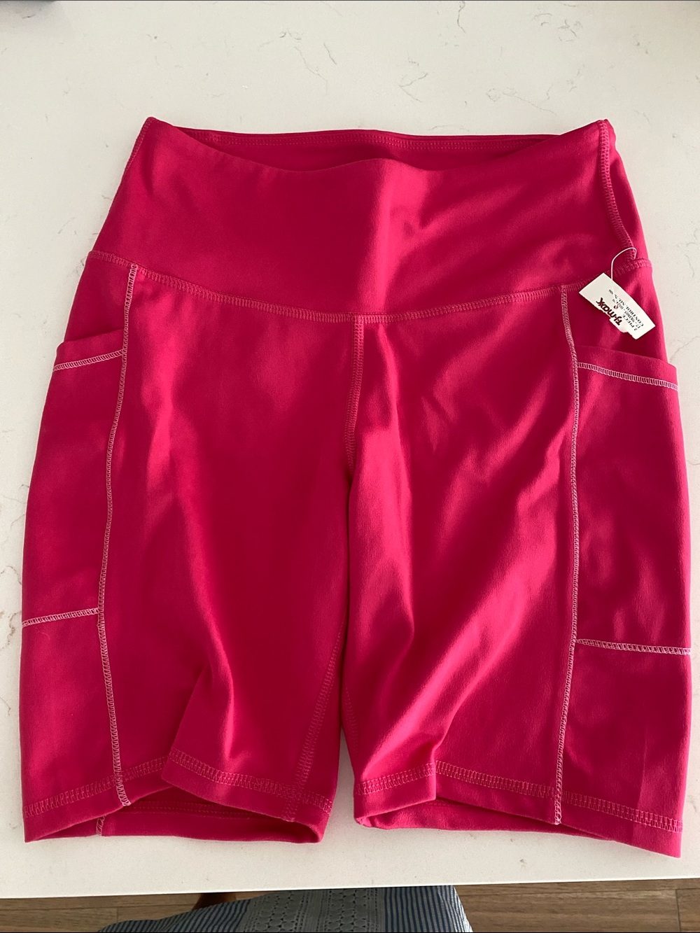 Jessica Simpson Fuchsia High-Rise Bike Shorts with Side Pockets